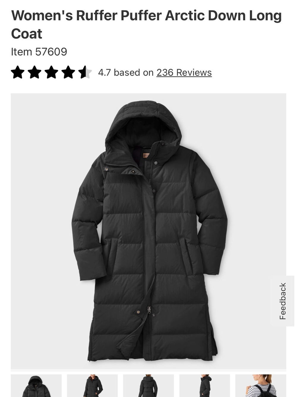 Duluth Trading Co Black Hooded Puffer Coat